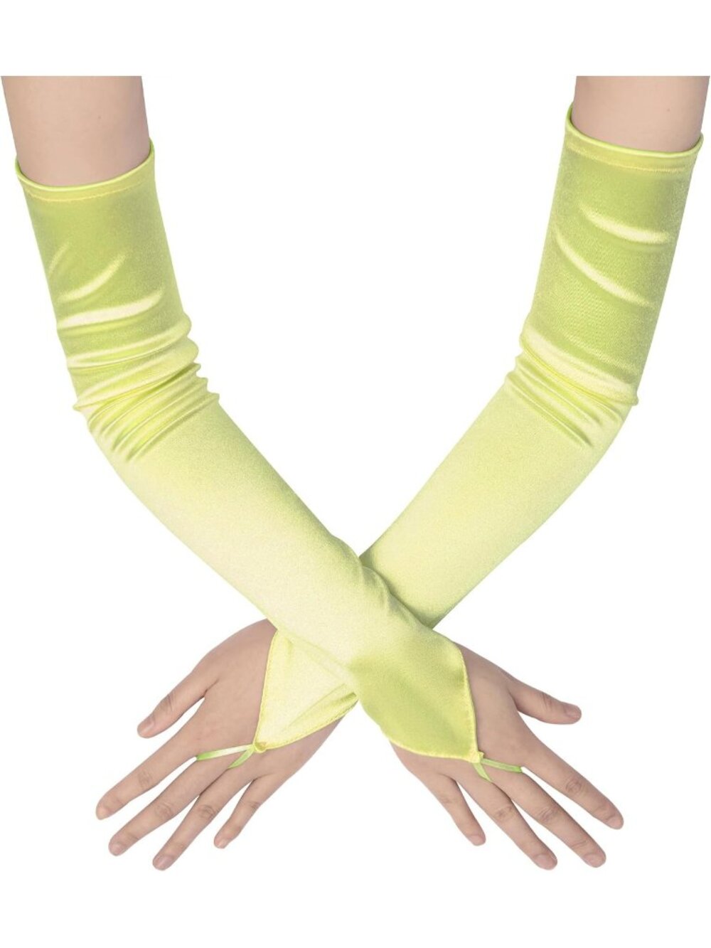 Women's Yellow Fingerless 1920s V-shaped Hook Finger Flapper Opera Gloves